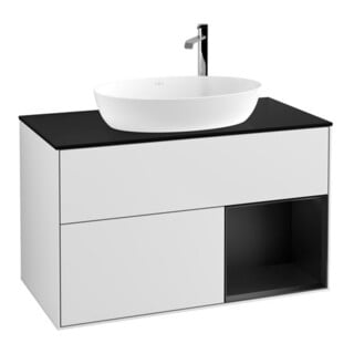 V&B Waschtischunterschrank Wandbeleuchtung Finion 100, Pl bla m, Reg bla m Lac, wh. m Lac
