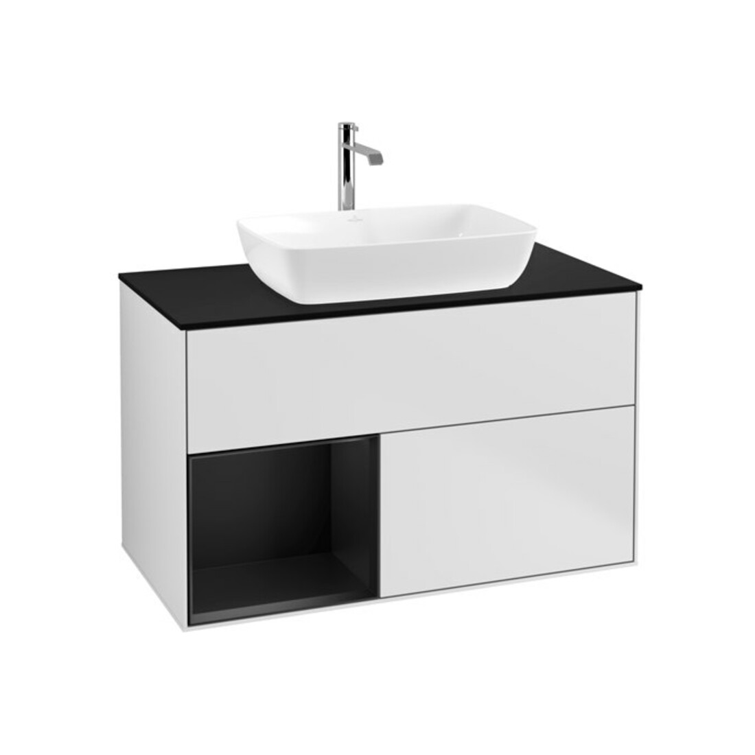 V&B Waschtischunterschrank Wandbeleuchtung Finion 100, Pl bla m, Reg bla m Lac, wh. m Lac