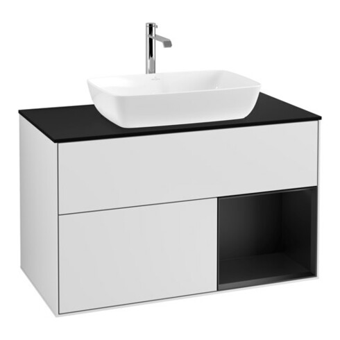 V&B Waschtischunterschrank Wandbeleuchtung Finion 100, Pl bla m, Reg bla m Lac, wh. m Lac