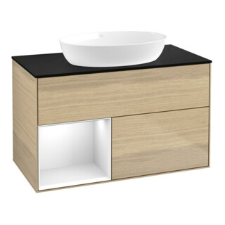 V&B Waschtischunterschrank Wandbeleuchtung Finion 100, Pl bla m, Reg glo wh. Lac, Oa ven