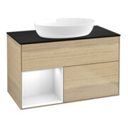 V&B Waschtischunterschrank Wandbeleuchtung Finion 100, Pl bla m, Reg glo wh. Lac, Oa ven