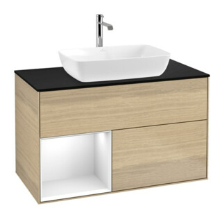 V&B Waschtischunterschrank Wandbeleuchtung Finion 100, Pl bla m, Reg glo wh. Lac, Oa ven