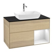 V&B Waschtischunterschrank Wandbeleuchtung Finion 100, Pl bla m, Reg glo wh. Lac, Oa ven