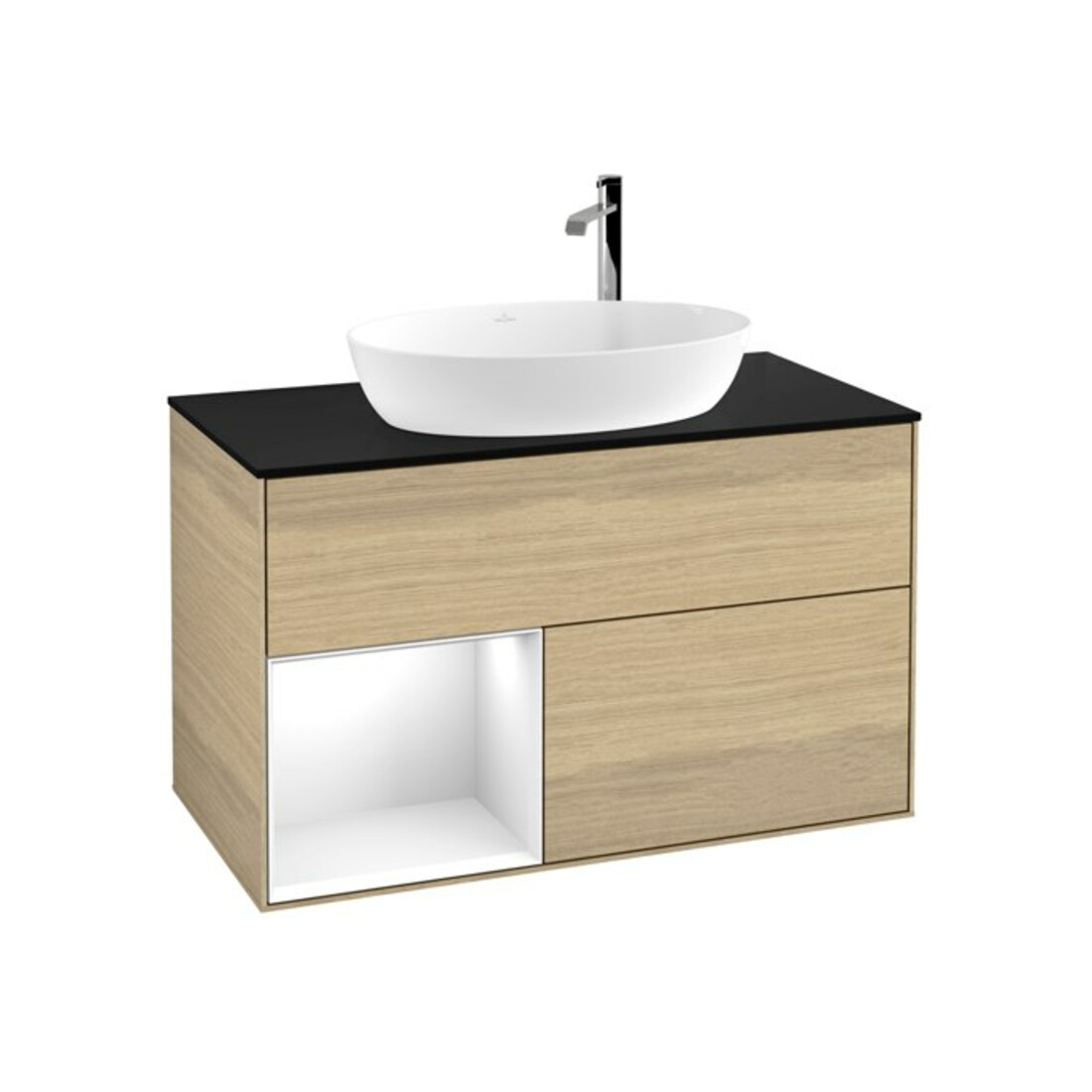 V&B Waschtischunterschrank Wandbeleuchtung Finion 100, Pl bla m, Reg glo wh. Lac, Oa ven