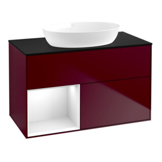 V&B Waschtischunterschrank Wandbeleuchtung Finion 100, Pl bla m, Reg glo wh. Lac, Peo m