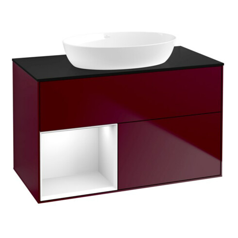 V&B Waschtischunterschrank Wandbeleuchtung Finion 100, Pl bla m, Reg glo wh. Lac, Peo m