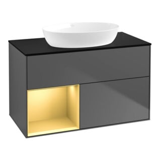 V&B Waschtischunterschrank Wandbeleuchtung Finion 100, Pl bla m, Reg gol m Lac, Anthrac. m
