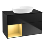 V&B Waschtischunterschrank Wandbeleuchtung Finion 100, Pl bla m, Reg gol m Lac, bla m Lac