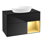 V&B Waschtischunterschrank Wandbeleuchtung Finion 100, Pl bla m, Reg gol m Lac, bla m Lac