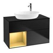 V&B Waschtischunterschrank Wandbeleuchtung Finion 100, Pl bla m, Reg gol m Lac, bla m Lac