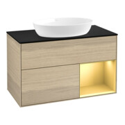 V&B Waschtischunterschrank Wandbeleuchtung Finion 100, Pl bla m, Reg gol m Lac, Oa ven