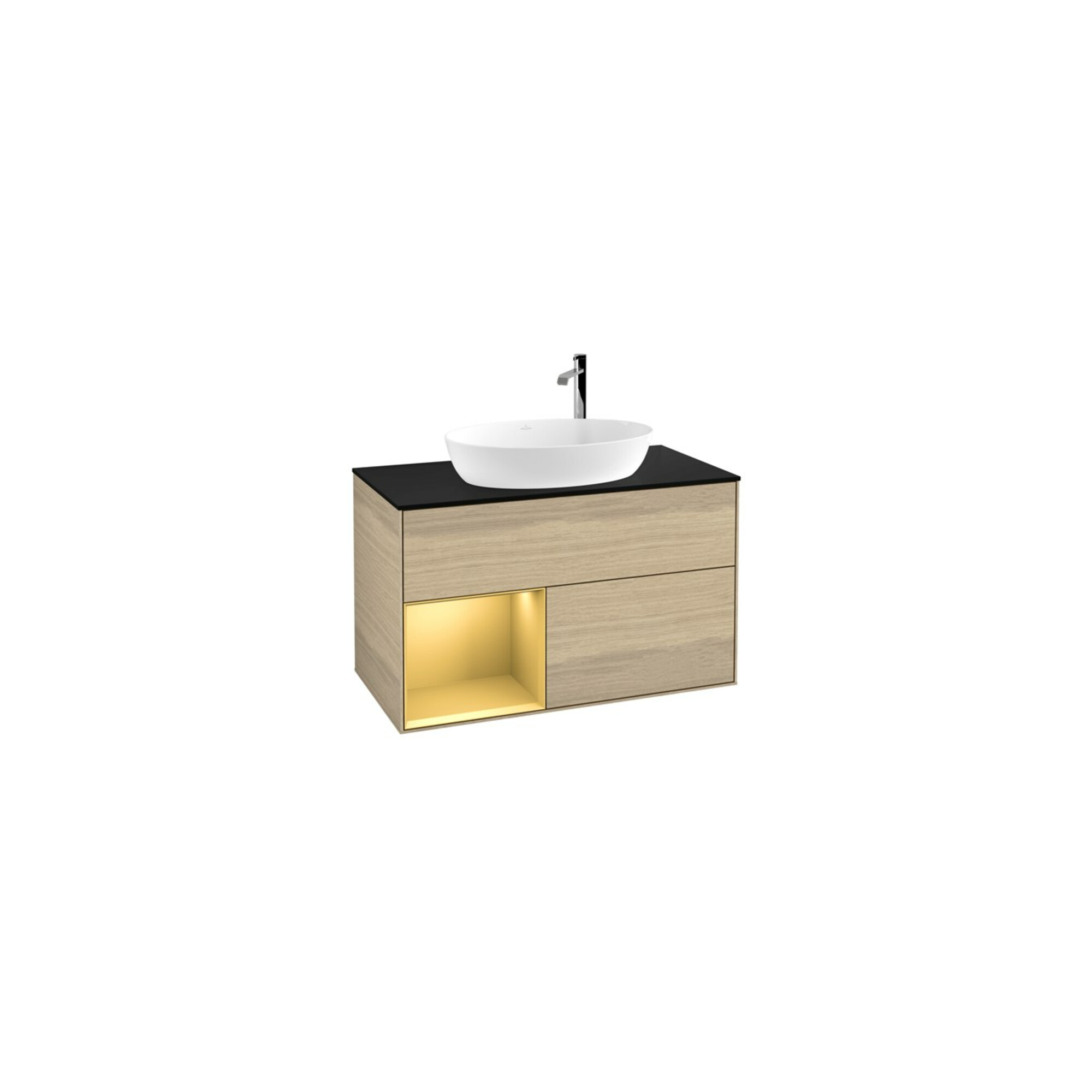 V&B Waschtischunterschrank Wandbeleuchtung Finion 100, Pl bla m, Reg gol m Lac, Oa ven ; Villeroy & Boch