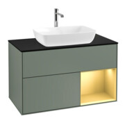 V&B Waschtischunterschrank Wandbeleuchtung Finion 100, Pl bla m, Reg gol m Lac, Oli. m Lac