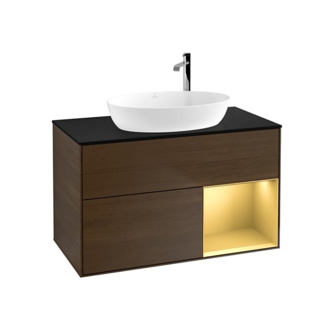 V&B Waschtischunterschrank Wandbeleuchtung Finion 100, Pl bla m, Reg gol m Lac, wal ven