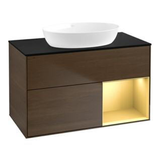 V&B Waschtischunterschrank Wandbeleuchtung Finion 100, Pl bla m, Reg gol m Lac, wal ven