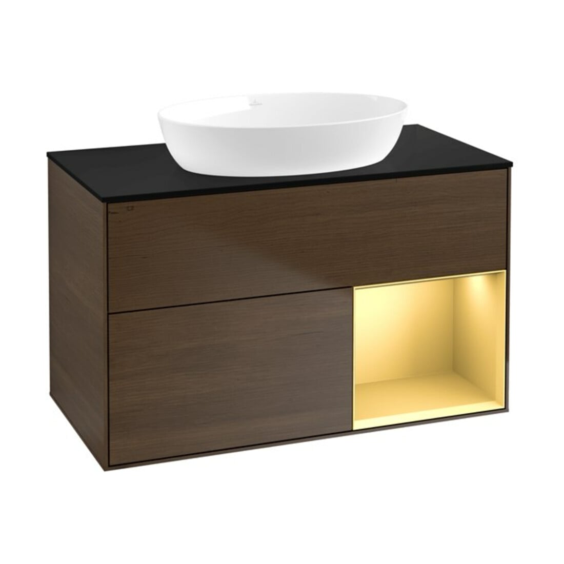 V&B Waschtischunterschrank Wandbeleuchtung Finion 100, Pl bla m, Reg gol m Lac, wal ven