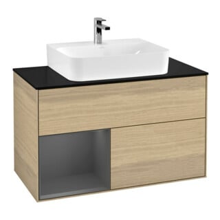 V&B Waschtischunterschrank Wandbeleuchtung Finion 100, Pl bla m, Reg li Anthrac. m, Oa ven