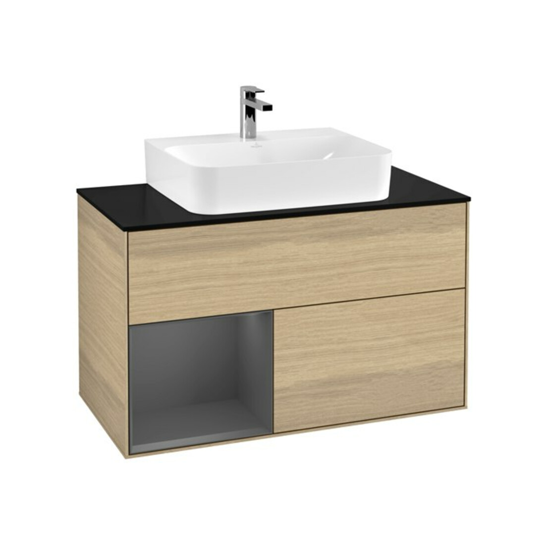 V&B Waschtischunterschrank Wandbeleuchtung Finion 100, Pl bla m, Reg li Anthrac. m, Oa ven
