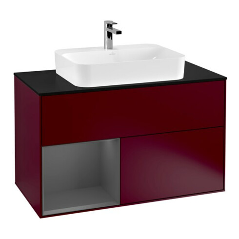 V&B Waschtischunterschrank Wandbeleuchtung Finion 100, Pl bla m, Reg li Anthrac. m, Peo m