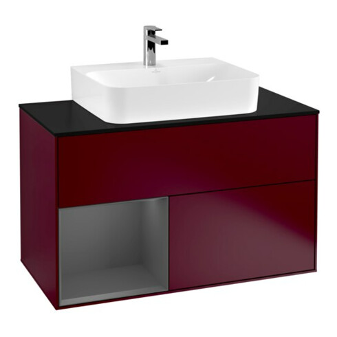 V&B Waschtischunterschrank Wandbeleuchtung Finion 100, Pl bla m, Reg li Anthrac. m, Peo m
