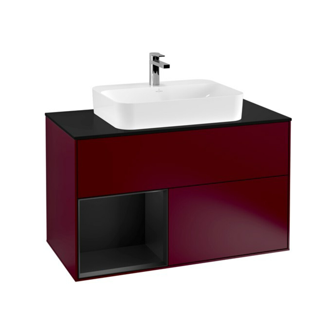 V&B Waschtischunterschrank Wandbeleuchtung Finion 100, Pl bla m, Reg li bla m Lac, Peo m