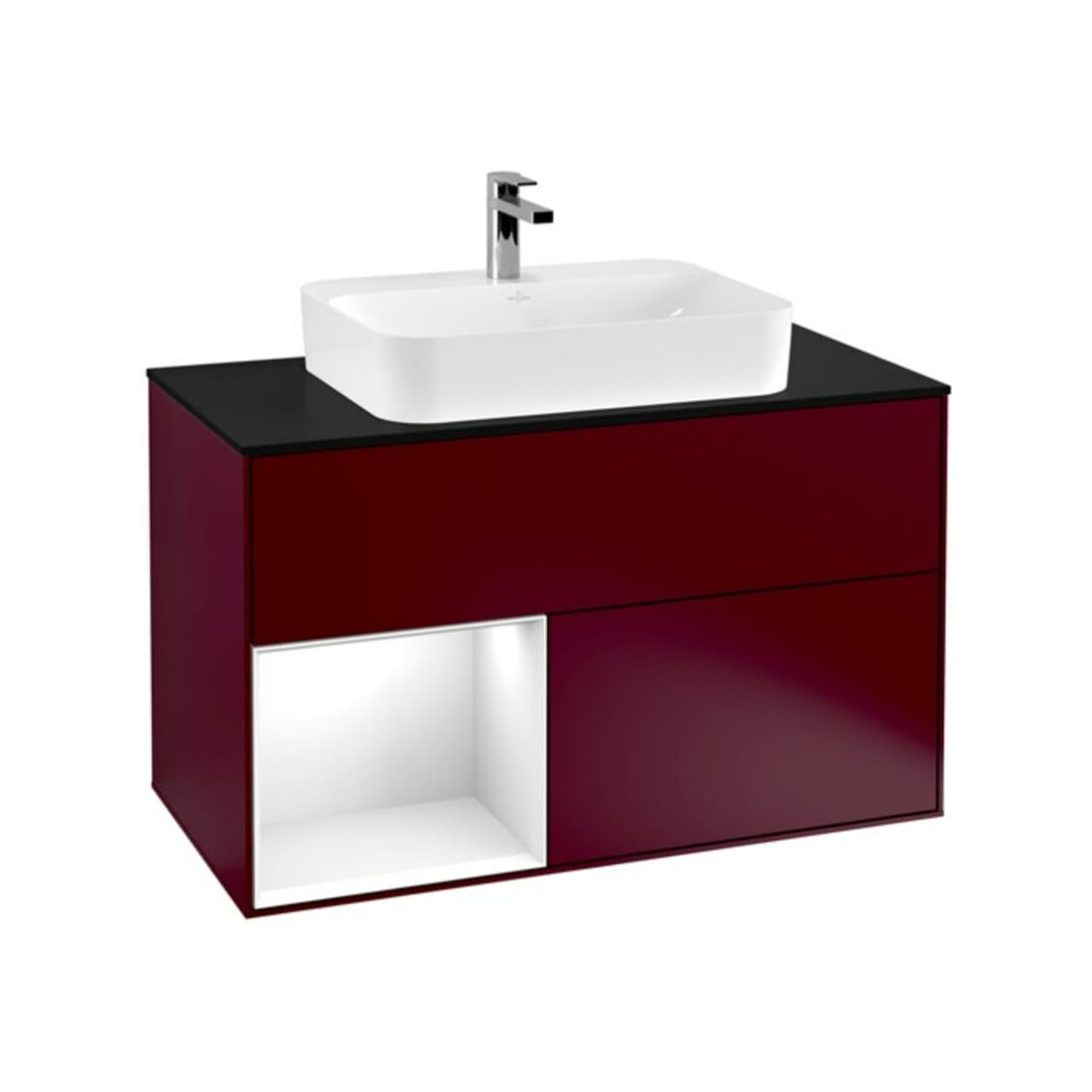 V&B Waschtischunterschrank Wandbeleuchtung Finion 100, Pl bla m, Reg li glo wh. Lac, Peo m