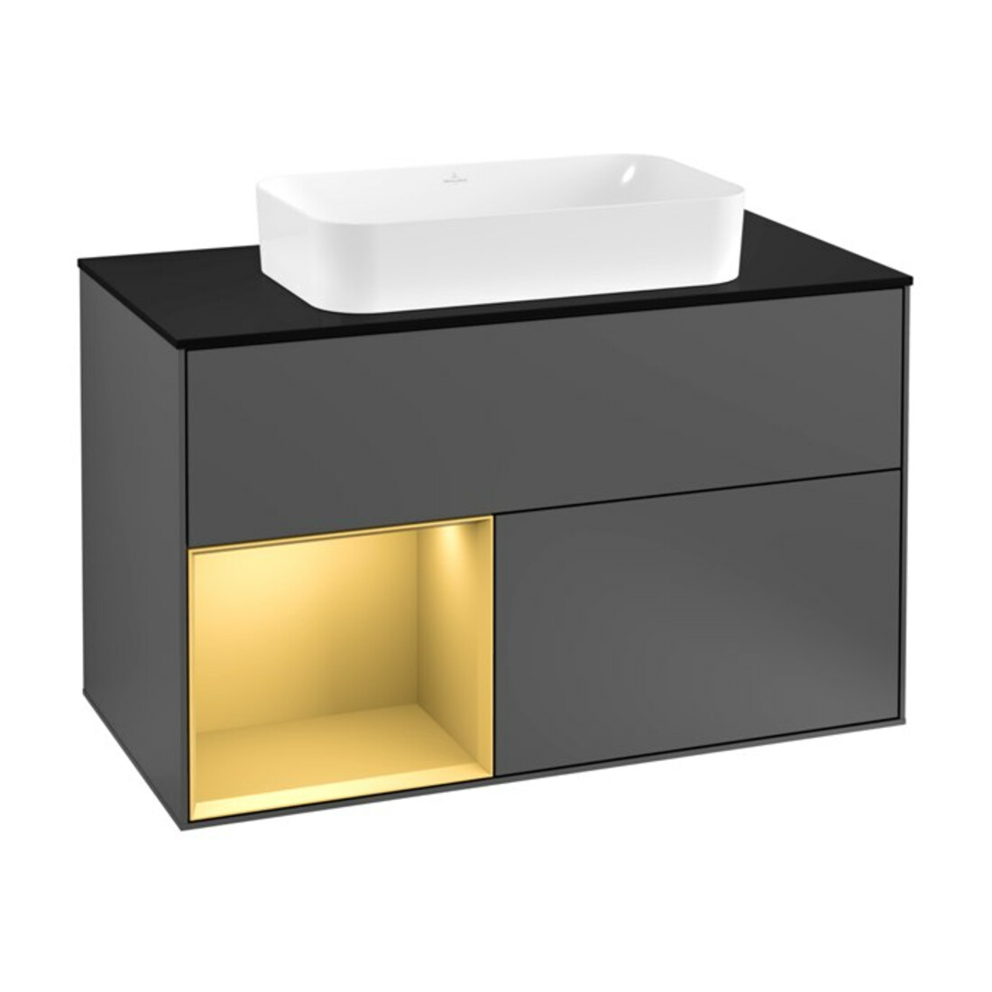 V&B Waschtischunterschrank Wandbeleuchtung Finion 100, Pl bla m, Reg li gol m, Anthrac. m