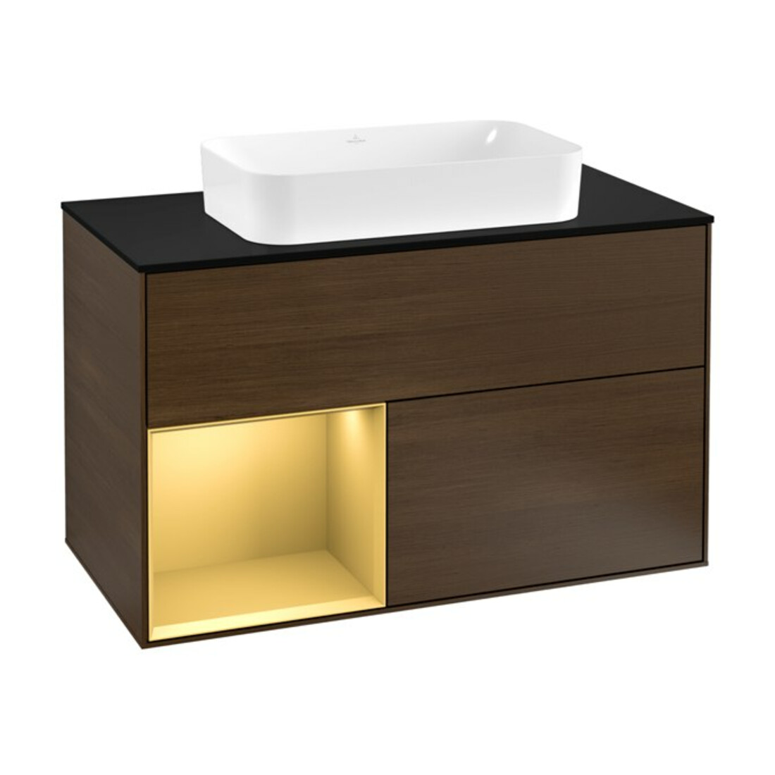 V&B Waschtischunterschrank Wandbeleuchtung Finion 100, Pl bla m, Reg li gol m, wal ven