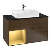 V&B Waschtischunterschrank Wandbeleuchtung Finion 100, Pl bla m, Reg li gol m, wal ven