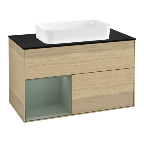 V&B Waschtischunterschrank Wandbeleuchtung Finion 100, Pl bla m, Reg li Oli. m Lac, Oa ven