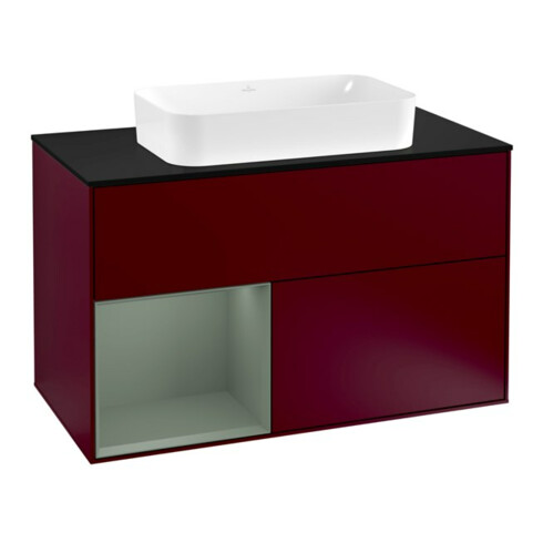 V&B Waschtischunterschrank Wandbeleuchtung Finion 100, Pl bla m, Reg li Oli. m Lac, Peo m