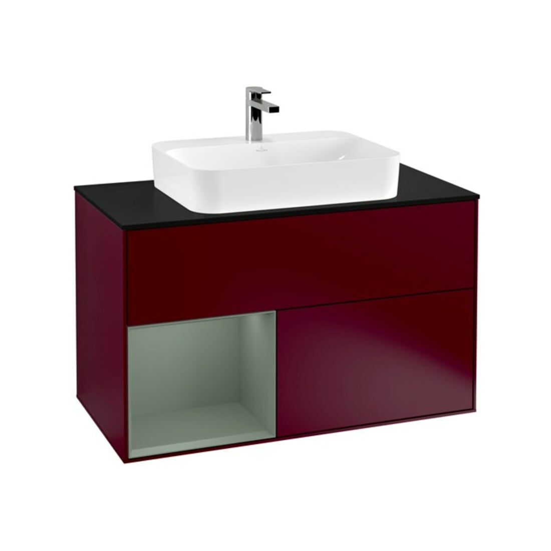 V&B Waschtischunterschrank Wandbeleuchtung Finion 100, Pl bla m, Reg li Oli. m Lac, Peo m