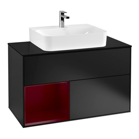 V&B Waschtischunterschrank Wandbeleuchtung Finion 100, Pl bla m, Reg li Peo, bla m Lac