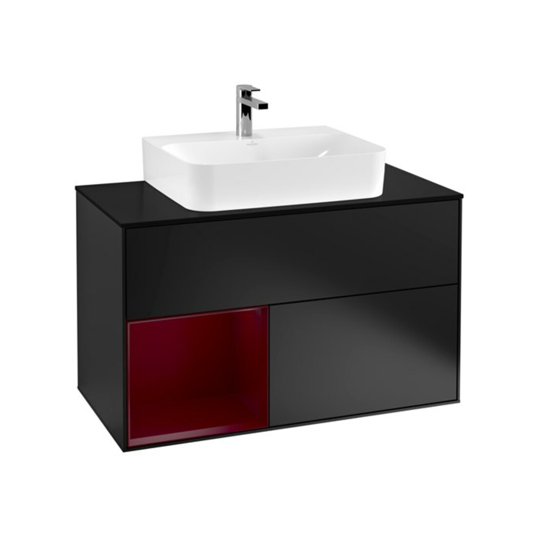 V&B Waschtischunterschrank Wandbeleuchtung Finion 100, Pl bla m, Reg li Peo, bla m Lac