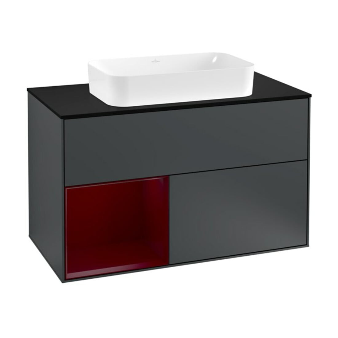 V&B Waschtischunterschrank Wandbeleuchtung Finion 100, Pl bla m, Reg li Peo, md bl. m Lac