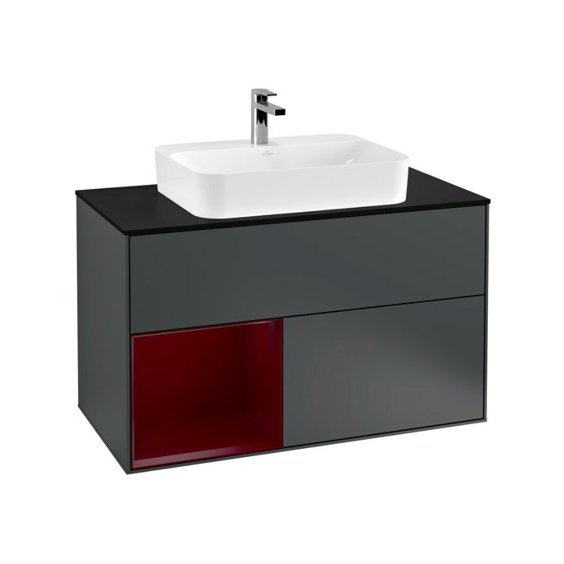 V&B Waschtischunterschrank Wandbeleuchtung Finion 100, Pl bla m, Reg li Peo, md bl. m Lac