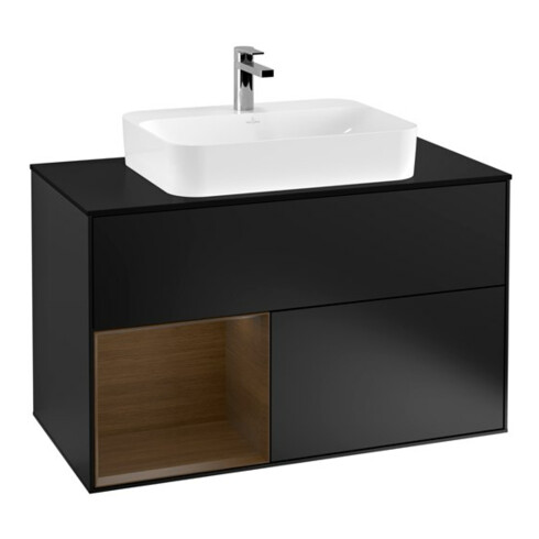 V&B Waschtischunterschrank Wandbeleuchtung Finion 100, Pl bla m, Reg li wal ven, bla m Lac