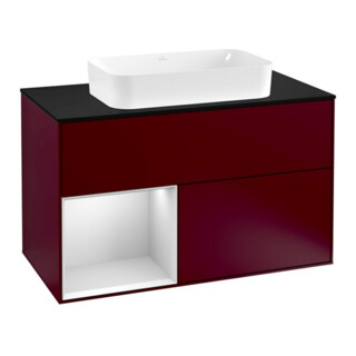 V&B Waschtischunterschrank Wandbeleuchtung Finion 100, Pl bla m, Reg li wh. m Lac, Peo m