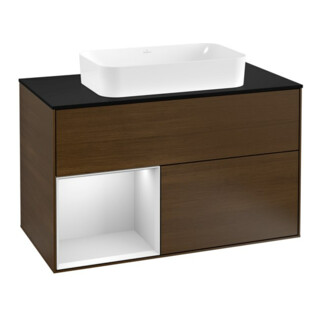 V&B Waschtischunterschrank Wandbeleuchtung Finion 100, Pl bla m, Reg li wh. m Lac, wal ven