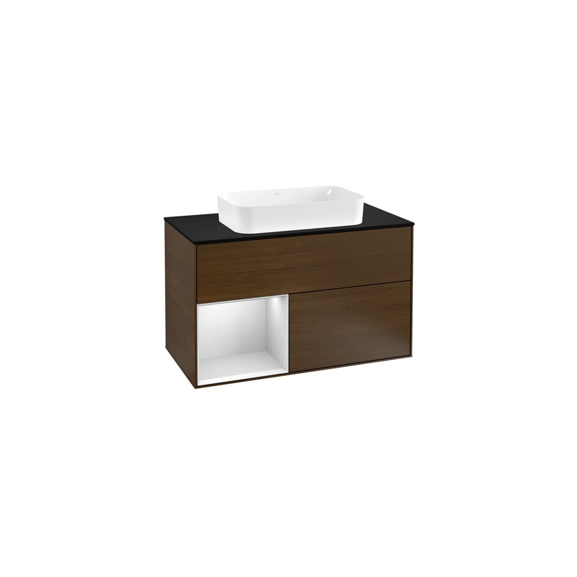 V&B Waschtischunterschrank Wandbeleuchtung Finion 100, Pl bla m, Reg li wh. m Lac, wal ven ; Villeroy & Boch