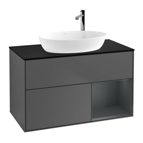 V&B Waschtischunterschrank Wandbeleuchtung Finion 100, Pl bla m, Reg md m Lac, Anthrac. m