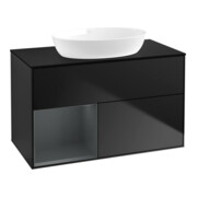 V&B Waschtischunterschrank Wandbeleuchtung Finion 100, Pl bla m, Reg md m Lac, bla m Lac