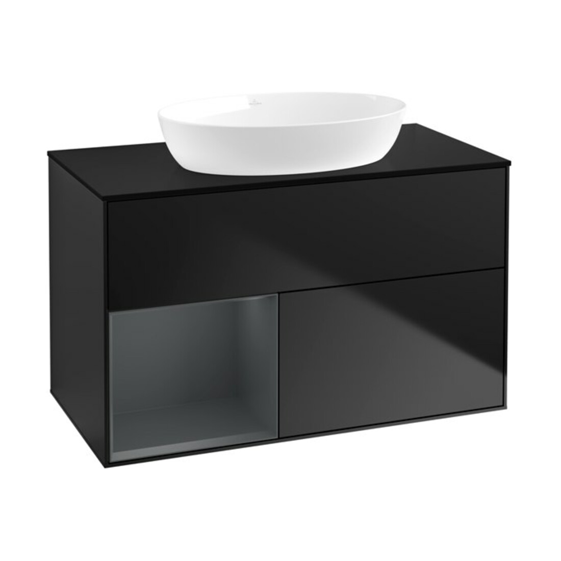 V&B Waschtischunterschrank Wandbeleuchtung Finion 100, Pl bla m, Reg md m Lac, bla m Lac