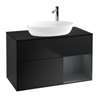 V&B Waschtischunterschrank Wandbeleuchtung Finion 100, Pl bla m, Reg md m Lac, bla m Lac