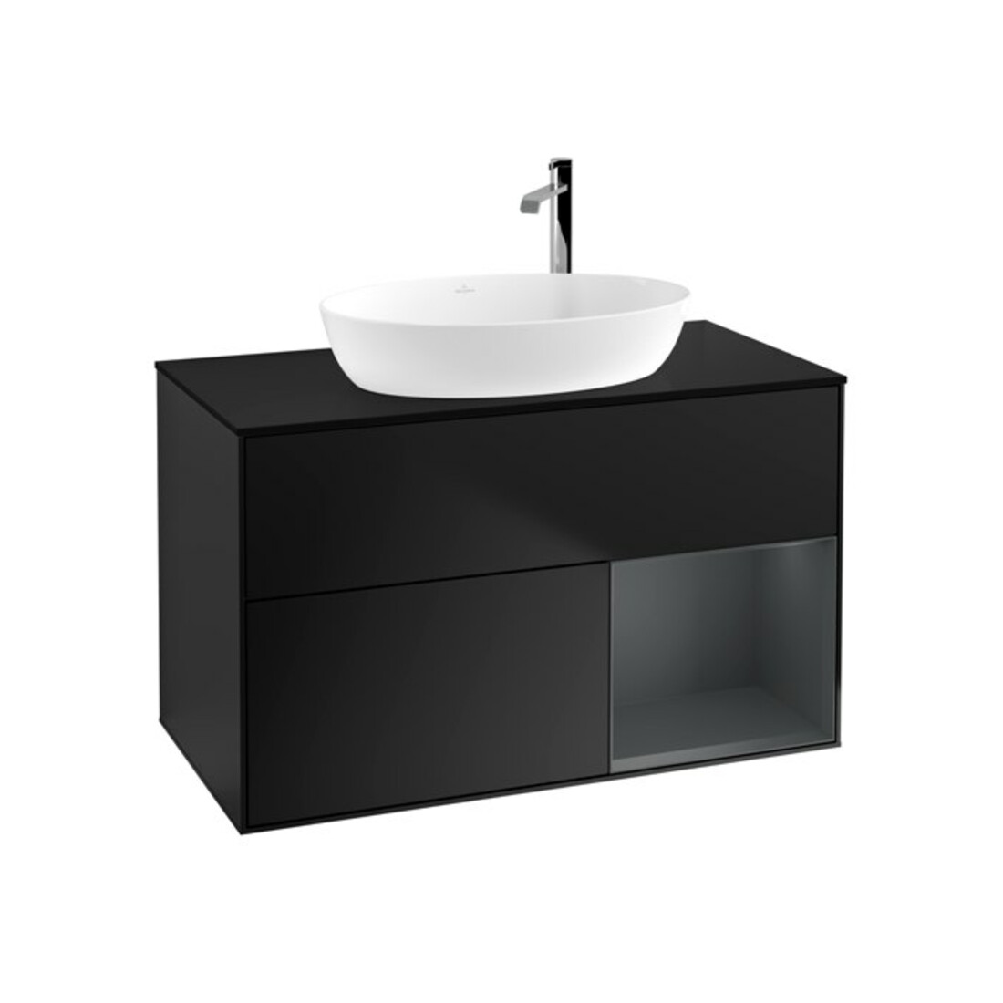 V&B Waschtischunterschrank Wandbeleuchtung Finion 100, Pl bla m, Reg md m Lac, bla m Lac
