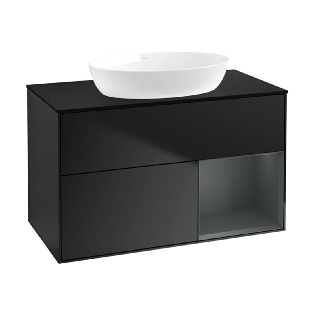 V&B Waschtischunterschrank Wandbeleuchtung Finion 100, Pl bla m, Reg md m Lac, bla m Lac