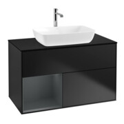 V&B Waschtischunterschrank Wandbeleuchtung Finion 100, Pl bla m, Reg md m Lac, bla m Lac