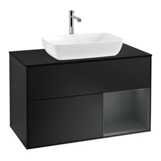 V&B Waschtischunterschrank Wandbeleuchtung Finion 100, Pl bla m, Reg md m Lac, bla m Lac