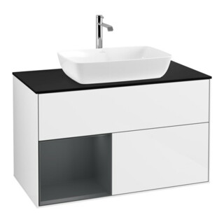 V&B Waschtischunterschrank Wandbeleuchtung Finion 100, Pl bla m, Reg md m Lac, glo wh. Lac