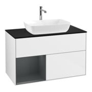 V&B Waschtischunterschrank Wandbeleuchtung Finion 100, Pl bla m, Reg md m Lac, glo wh. Lac